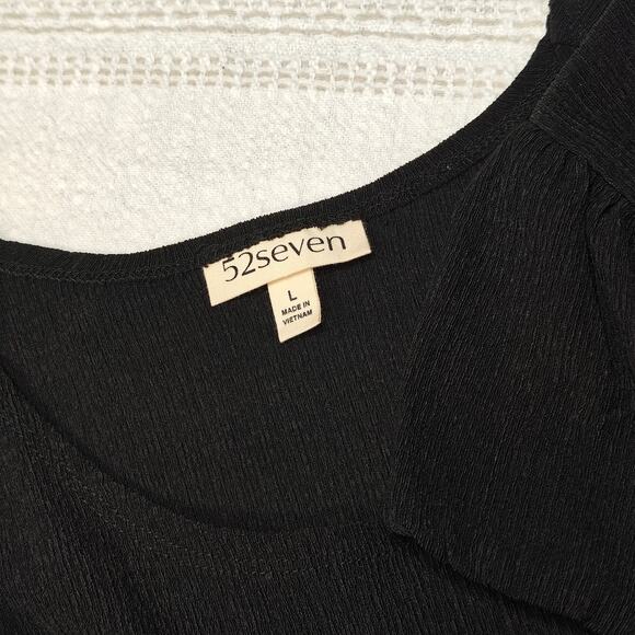52seven Black Ruffle Hem Dress Comfy Casual Short Sleeve Size L - Picture 5 of 6